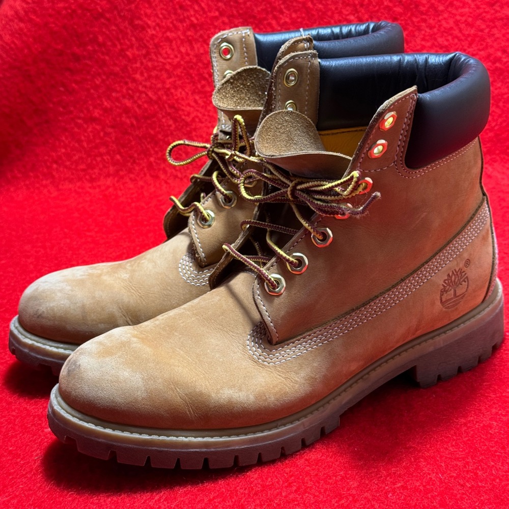 Timberland Boots Men's 9M 6-Inch Premium Wheat Nubuck Leather Waterproof Work